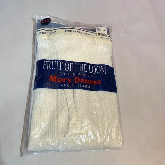 Fruit Of The Loom Vintage Dead Stock  Men's Drawer Thermals Ankle Length 2XL Whi - Picture 1 of 5